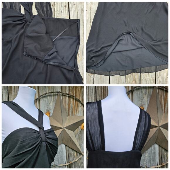 Plus Size Black Dress Lane Bryant Size 28 Flowy Georgette Twist Front Halter - Picture 4 of 8